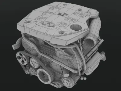 Infiniti G35 VQ35DE engine Low-poly 3D model