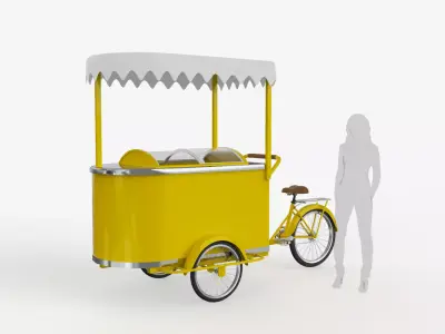 Ice Cream Tricycle With Freezer 3D model