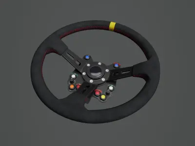 Steering Wheel 01 - Variation C - Red Stiches Low-poly 3D model