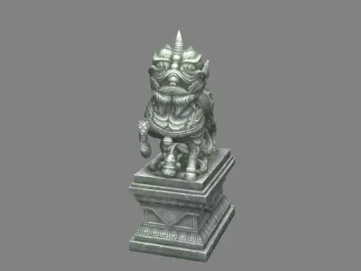 kylin Sculpture - chinese unicorn statue Low-poly 3D model