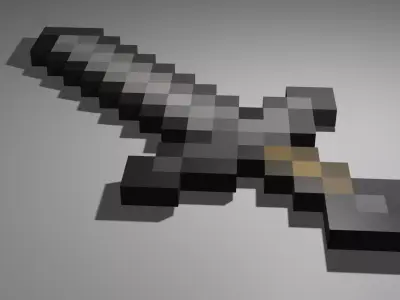 Minecraft stone sword Free low-poly 3D model