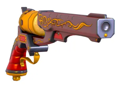 Low Poly Multibarrel Short Barrel Revolver Low-poly 3D model