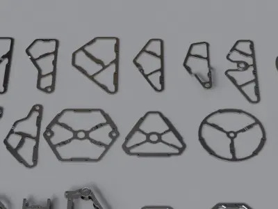 Machined Mecha Parts Kit-Bash 3D model