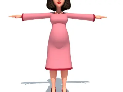 Cartoon Character of Pregnant Woman 3D model