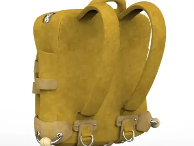 Realistic Bag backpack with metal buckles 3D model