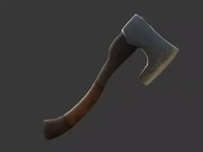 Rune-Engraved Nordic Battle Axe Game-Ready Low-poly 3D model