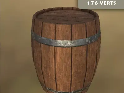 Wooden Barrel Free low-poly 3D model 8