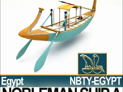 Ancient Egyptian Nobleman Ship and Naval Props 3D model