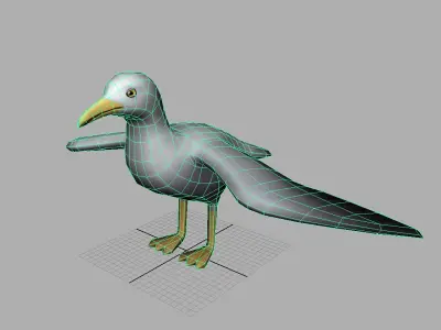 Seagull on sky Low-poly 3D model