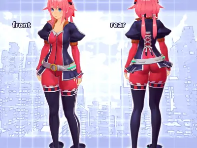 VRChat Original character 3D model Plue Dian Ice Blue alone Low-poly 3D model