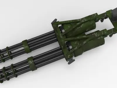 Double machine gun 3D model