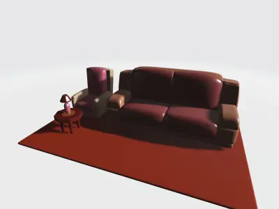 Free Couch and Table with table lamp Free 3D model