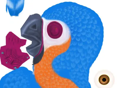 Cartoon lowpoly parrot  Low-poly 3D model