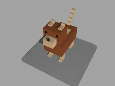 VOXEL DOG - MODEL 5 Low-poly 3D model