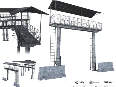 Militery Defence Tower Pack Low-poly 3D model
