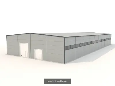 Pack of Four Industrial metal hangars 3D Model Collection