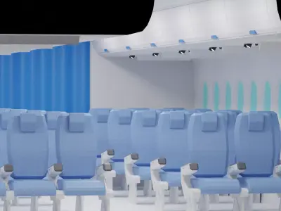 Cartoon Airplane Cabin Interior 3D model