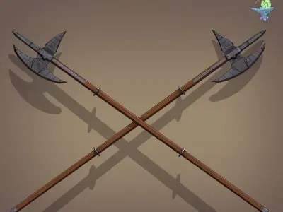 Poleaxe Halberd Low-poly 3D model
