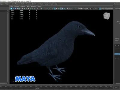 Realistic Animated Carrion Crow Low-poly 3D model