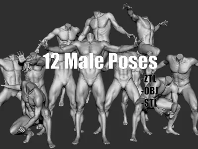 12 Male Poses Part 1 3D model