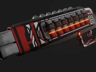 Sci-fi shotgun Low-poly 3D model