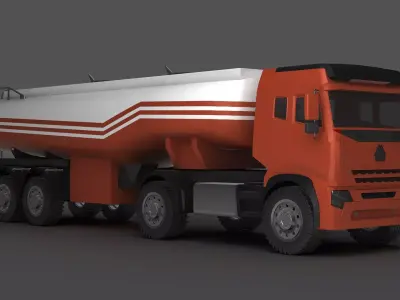 truck tank tanker fuel semi truck freight transportation 3D model