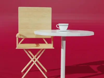 Table-Chair Set with Coffee-Cup Free 3D model