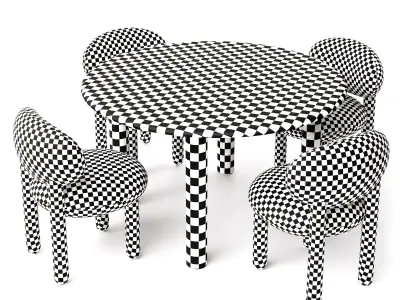 Noom Paul Dining Table and Flock Chair CS1 Set Free 3D model