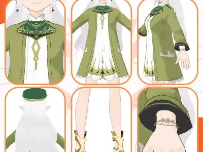 VRM ELF CUTE SMALL FORMAL WEAR ELEGANT DRESS FANTASY SCIFI 3D model