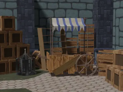 Medieval Stand Market 3D model