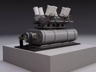 Supercharger type A Low-poly 3D model