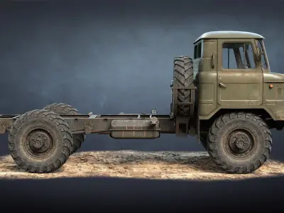 GAZ-66 Chassis Low-poly 3D model