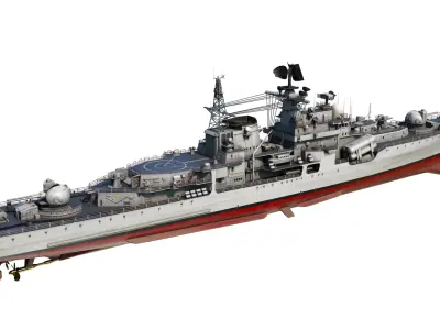 Hangzhou class destroyer DDG136 956EM Sovremenny class destroyer Low-poly 3D model