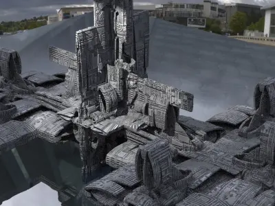 Spaceship spaceport base 3D model