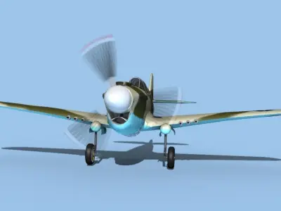 Curtiss P-40F Warhawk V05 USAAF 3D model