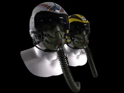 Fighter pilot helmet HGU-33 with MBU-12 oxygen mask Low-poly 3D model