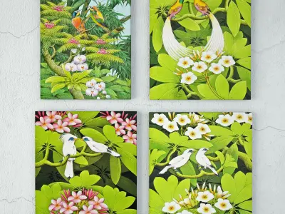Balinese Garden Bird Paintings 3D model