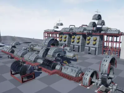 Nuclear power plant Low-poly 3D model