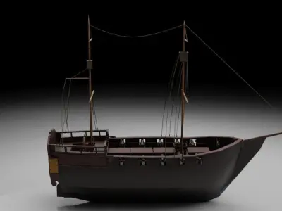 Galleon - Ship Low-poly Model Low-poly 3D model