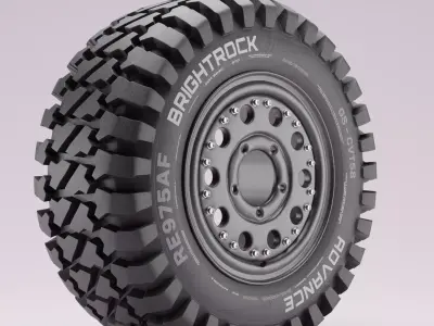 Offroad Truck Tire and Rim Low-poly 3D model version 2 Low-poly 3D model