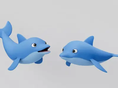 Rigged Cartoon Dolphin 3D model