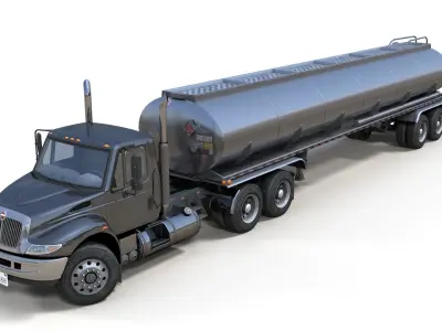 Industrial International Durastar fuel trailer Low-poly 3D model