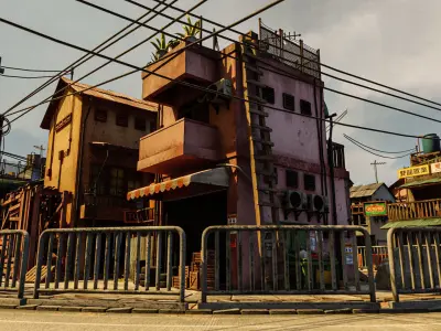 ASIAN URBAN BUILDING HONGKONG 01 Low-poly 3D model