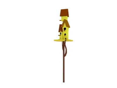 Birdhouse LOW POLY on tree Low-poly 3D model