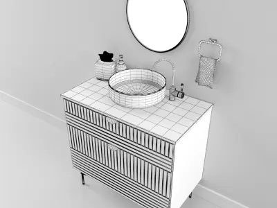 Washbasin bathroom vanity in navy copper Free 3D model