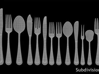 Classic Cutlery 17 Pieces COLLECTION 3D model