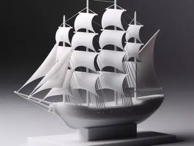 Elegant Sailing Ship Realistic 3D Printed Model 3D print model