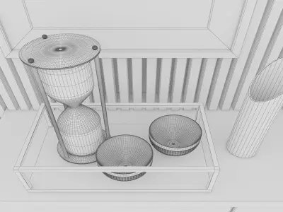 Shelf Cabinet with Houseware Free 3D model