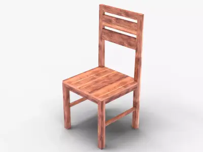  Classic Wooden Dining Chair 3D Model with  PBR Furniture Asset Low-poly 3D model