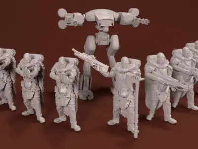 28mm PMC Winter Scout Party 3D print model